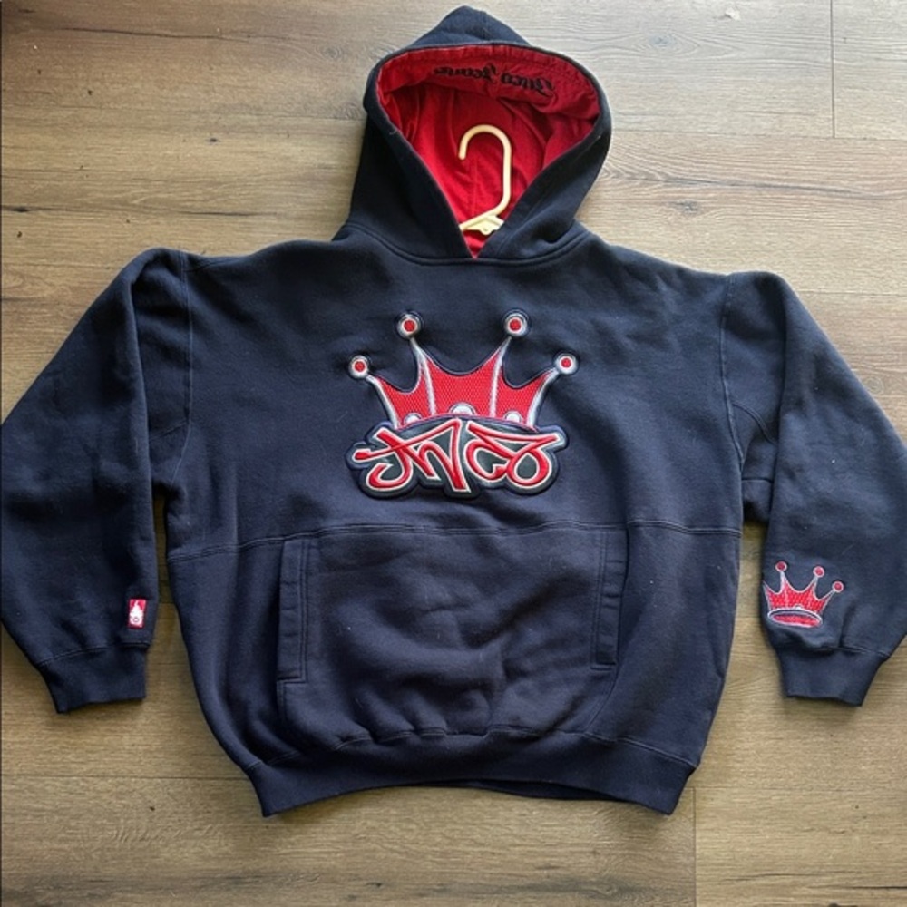JNCO y2k vintage embroidered Hoodie with Red Crown Graphic !! XL